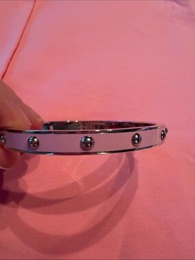 Coach Pink Rivet Enamel Studded Silver plated Bangle Bracelet
